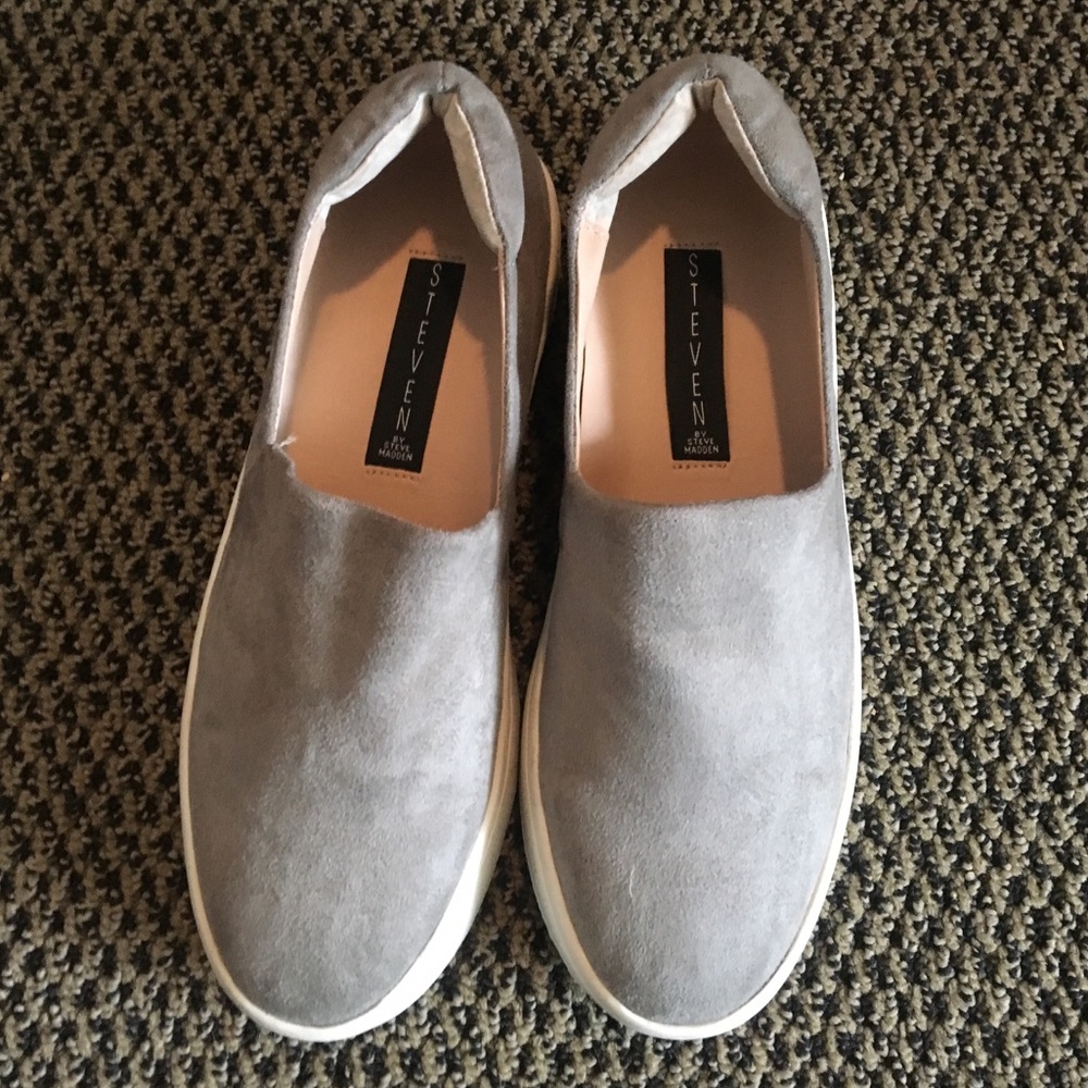 Grey Steve Madden slip ons